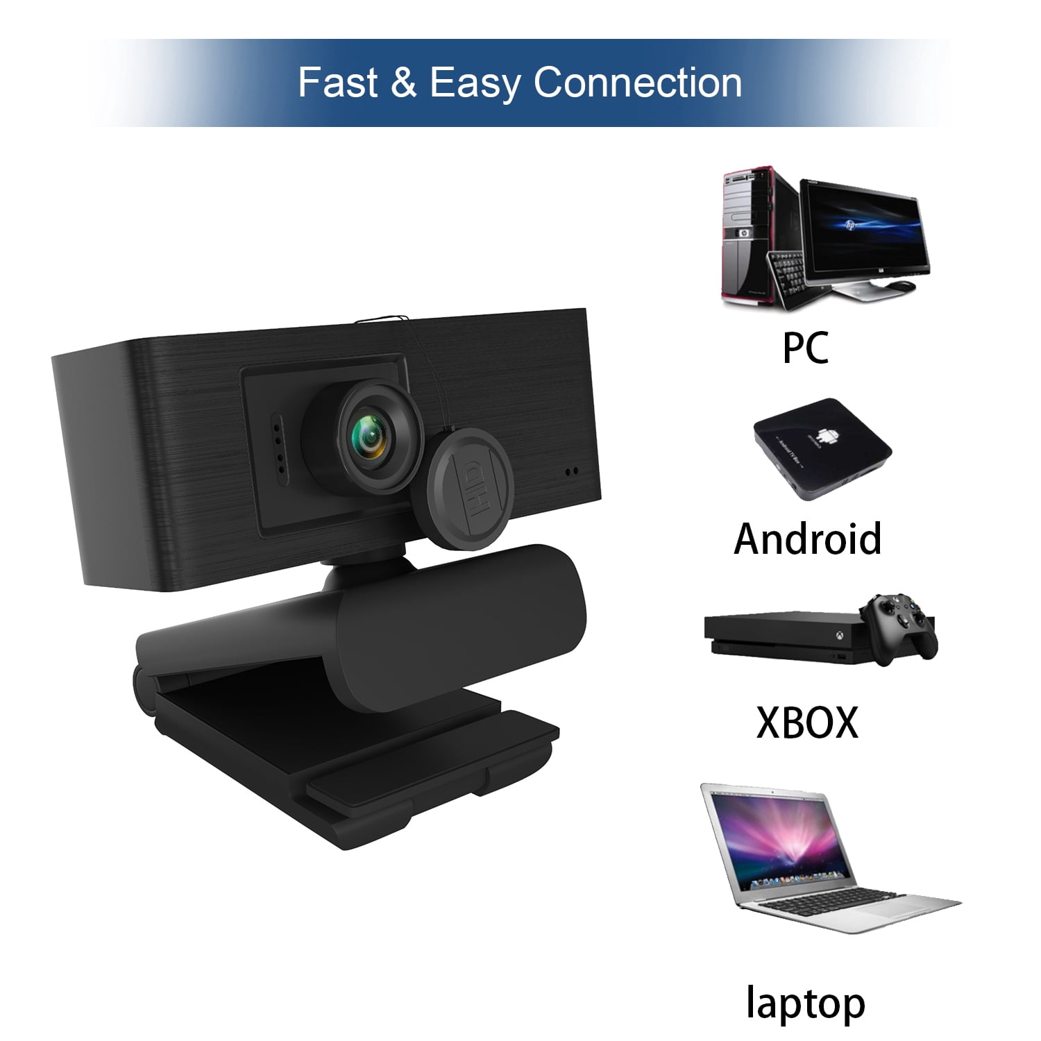 Anivia 1080P Webcam HD with Privacy Cover - Pro FHD Streaming Web Camera with Digital Microphone - CF921 Black USB Computer Webcam for PC Laptop Desktop Mac Video Calling（Ship from USA）
