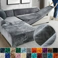 thumbnail image 2 of Velvet Sofa Cover for Living Room Thick Elastic Sofa Cover 1/2/3/4 Seater L Shaped Corner Sofa Cover Stretch Cover for Sofa (colour15,2 SEAT (145-185CM)), 2 of 7