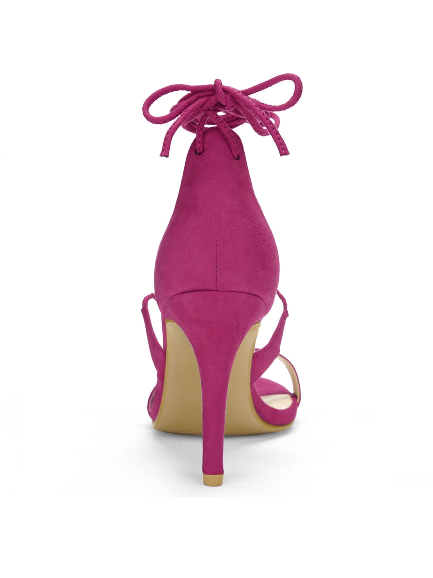 DARING DIVA Women Open Toe Stiletto High Heel Lace-Up Black Sandals 10 Hot Pink