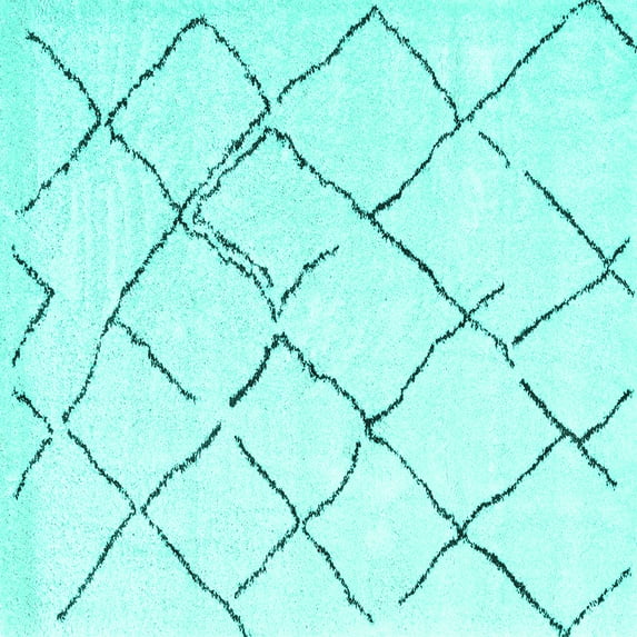 Ahgly Company Machine Washable Indoor Square Solid Turquoise Blue Modern Area Rugs, 5' Square