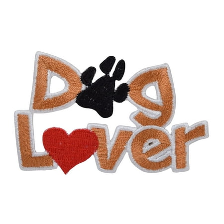 - Dog Lover - Heart and Paw Print - Pets - Iron on Applique - Embroidered Patch