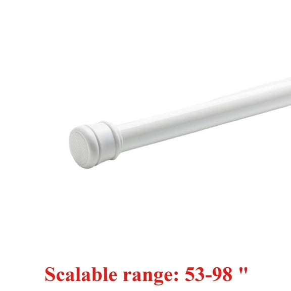 Curtain Rods 53 To 98, 0.86" White Adjustable Window Rods, Heavy Duty No Drill Curtain Rods with End Caps, Modern Style Indoor Outdoor Tension Curtain Rod For Patio Bedroom