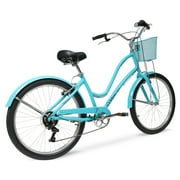 26 Hyper Bicycles Commute Bike with Basket, Adults 13+ Years, Neon Teal