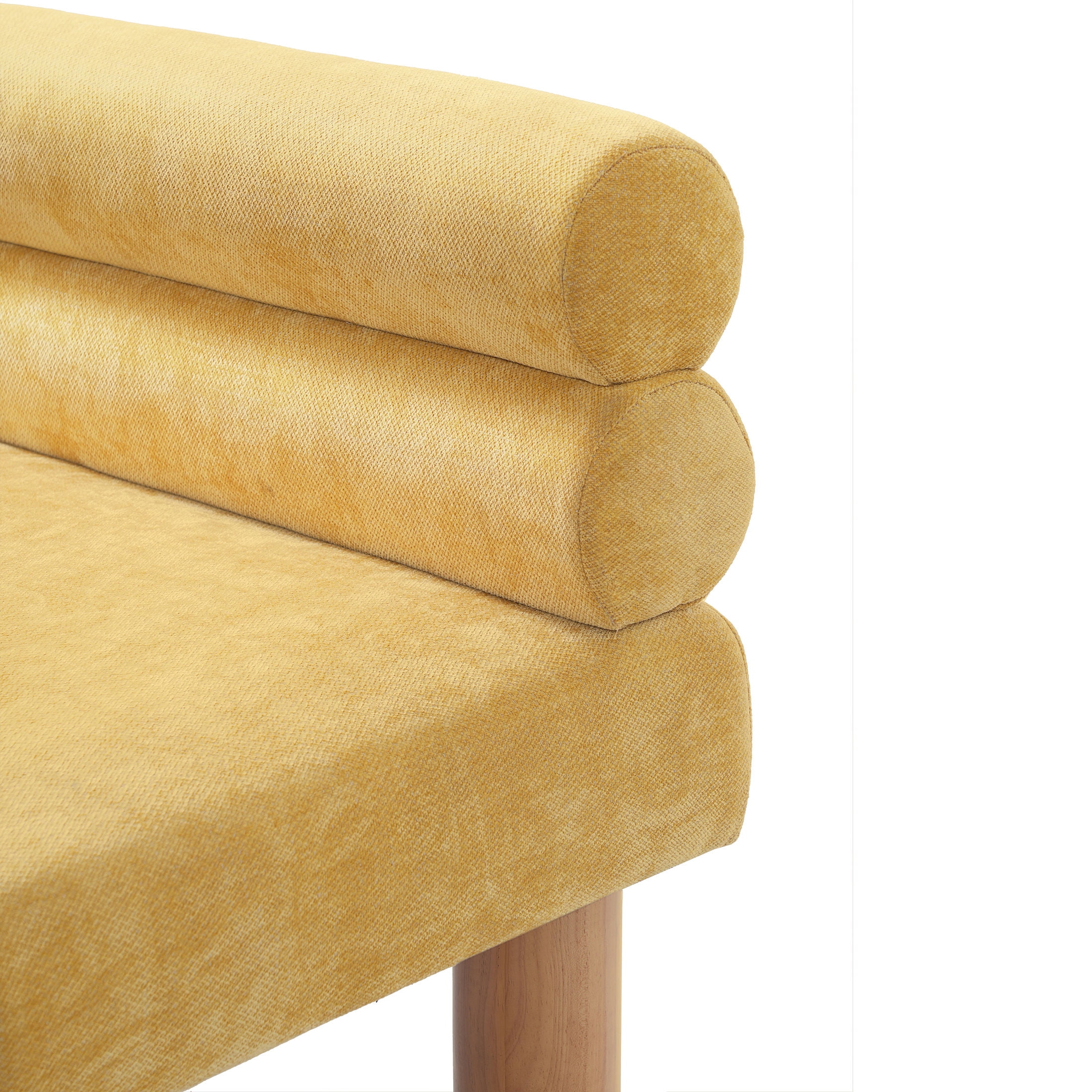 Christopher Knight Home Modern Fabric Upholstered Dining Bench with Solid Wood Legs, Yellow