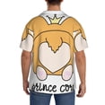 thumbnail image 3 of Balery Prince Corgi Dog Camisa Casual de Manga Corta con Botones para Hombre, Texturizada, Estilo Cubano, para Playa, Verano-Large, 3 of 5