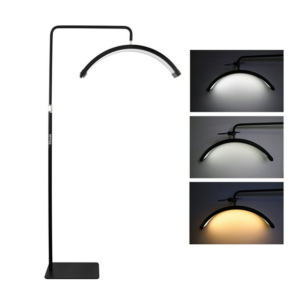HD-M6X Lampe Vidéo DEL de Sol 36W en Forme de Demi-Lune, Lumière de Remplissage 3000K-6000K à Intensité Réglable avec Support Lumineux en Métal 180cm/ 70.9 Po, Support pour Téléphone, Télécommande pour Salon de Beauté, Maquillage, Diffusion en Direct