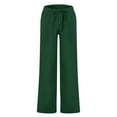 thumbnail image 3 of ADSSDQ Mens Linen Pants Casual Yoga Beach Loose Fit Elastic Waist Drawstring Summer Baggy Trousers with Pockets Dark Green L, 3 of 4