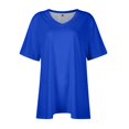thumbnail image 4 of ZKIRBJV Womens Plus Size Tops Dressy Casual Going Out Tunic Crew Neck Short Sleeve Solid Color Plain T-Shirt Summer Tunics Blouses Dark Blue 5XL, 4 of 6
