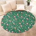 thumbnail image 4 of Green Christmas Santa and Icon Pattern Round Blanket,Comfortable Soft Flannel Throw Blanket,All Season,Warm Lightweight Blankets for Sofa Bed Couch Living Room Chair 60"x60", 4 of 5