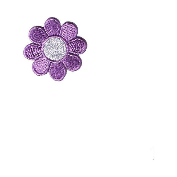 1" Daisy Lavender Petals White Center Patch Flower Embroidered Iron On Applique