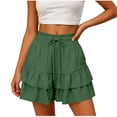 thumbnail image 4 of TRUBKH Skorts for Women 2-in-1 High Waist Summer Trendy with Lace Up Cute Shorts Flowy Skirts Dance Shorts Elastic Waist Solid Color Pleated Short Skort Skirt Green S, 4 of 7