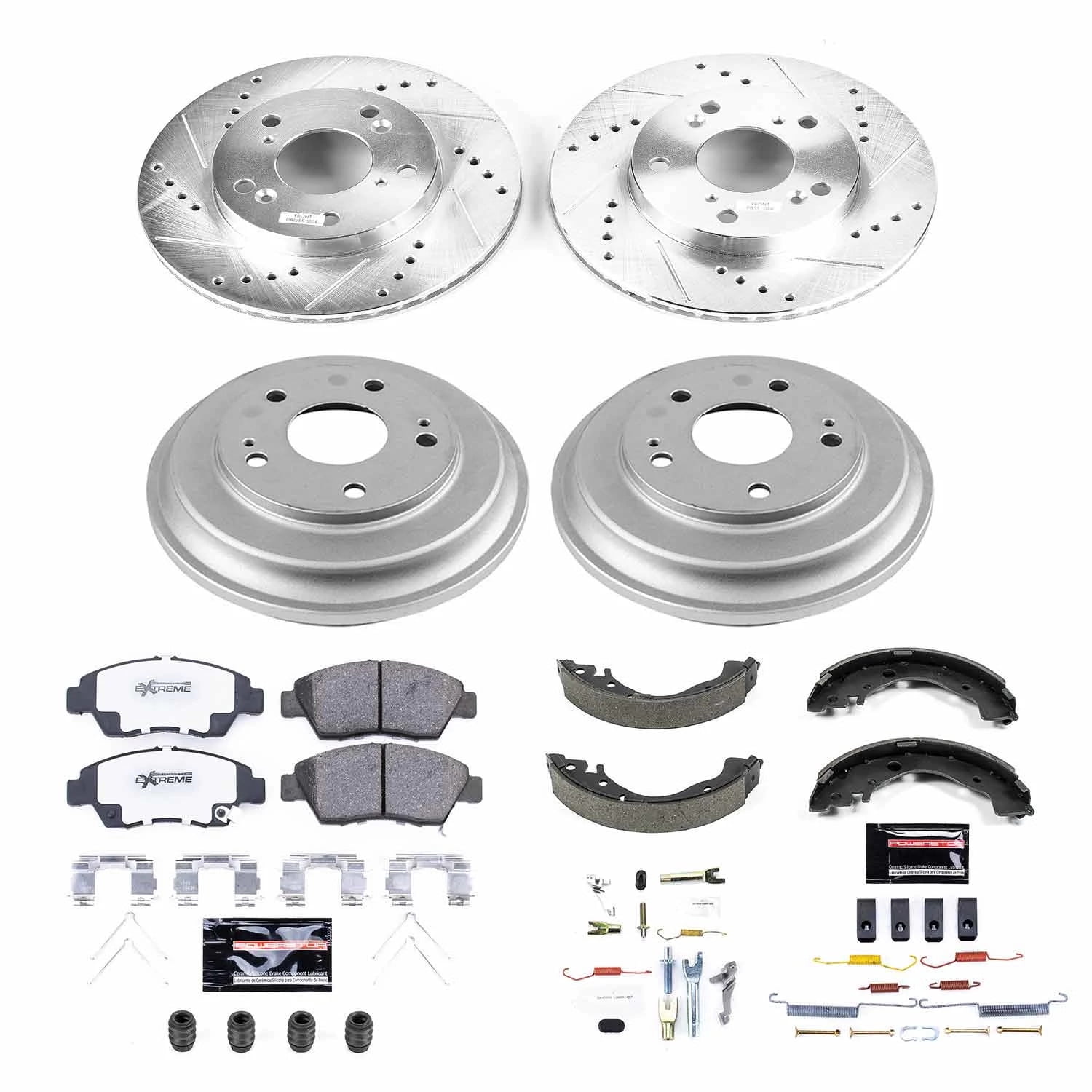 PowerStop Front and Rear Z26 Street Warrior Brake Pad Rotor Drum and Shoe Kit Fits: HONDA Select Models K15244DK-26