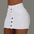 thumbnail image 2 of Fgnfyis Women's Elegant and Alluring Fashionable Solid Color Denim Skirt Bodycon Fit Metal Button Mini Skirt Casual Skirt White XL, 2 of 6