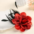 thumbnail image 3 of Flower Brooch Pin Silks Wonderful Rose Camellia Feather Charm Fashion Beautiful Created Clip Hair Flowers Brooches Accessories Idea for Party Dance Wedding Banquet for Elegant Women Gift, 3 of 12