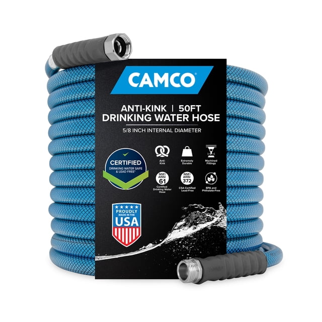 Camco TastePURE 50' RV & Marine Drinking Water Hose, 5/8" Inside Diameter, Blue