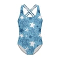 thumbnail image 4 of Uorisanigo Girls Swimsuits Blue and White Sea Turtle Size 11-12 Polyester and Spandex Bathing Suit Swimwear for Kids Crossback Straps Swimwear, 4 of 7