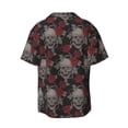 thumbnail image 2 of KLL Skull and Red Roses Print Men's Shirt Short Sleeve Button Down Summer Cuba Beach Shirts- 3X-Large, 2 of 7