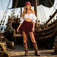 thumbnail image 5 of Unir Women Drawstring Pleated Asymmetrical Mini Skirt Y2K Solid Twill Pirate Casual Bottom 1PC S-XXL Plus Size Friendly, 5 of 5