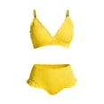thumbnail image 4 of Trajes de Baño de Corte Alto para Mujeres de Color Sólido con Cojín de Pecho, sin Soporte de Acero Traje de Baño Dividido con Cordón Suelto, Cintura Alta, 4 of 6