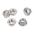 thumbnail image 1 of Ofertas únicas 5 piezas de tuercas de brida M10*1.5 para automóvil, acero inoxidable 304, tuercas de brida hexagonales planas, antideslizantes, tono plateado para automóvil y motocicleta, 1 of 1