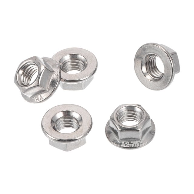 Ofertas únicas 5 piezas de tuercas de brida M10*1.5 para automóvil, acero inoxidable 304, tuercas de brida hexagonales planas, antideslizantes, tono plateado para automóvil y motocicleta