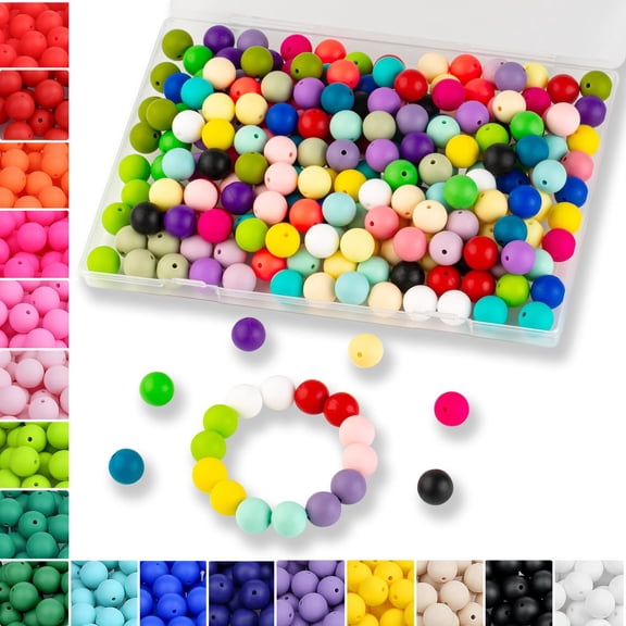 120 Pcs 15mm Silicone Craft Beads, Mixed Colors Round Rubber Beads with 2mm Holes, for DIY Keychain Bracelet Necklace Pen Decoration, Multicolor