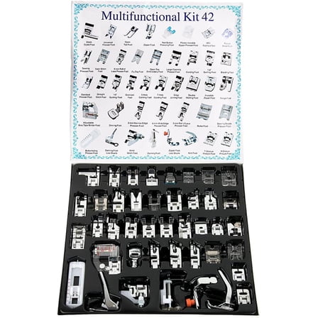 42Pcs Domestic Sewing Machine Presser Feet Set Foot Kit Fits for Brother, Baby Lock, Singer, Elna, Toyota, New Home, Simplicity, Janome, Kenmore Sewing Machine