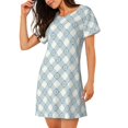 thumbnail image 2 of Easygdp Daisy Plaid Blue Camisón de manga corta para mujer, informal, estampado, 2 of 6