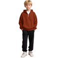 thumbnail image 3 of OGLCCG Hoodies for Boys Size 7-8,Boys Waffle Pullover Hoodie Kids Long Sleeve Half Zip Hooded Sweatshirts with Pocket,Orange, 3 of 5