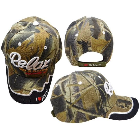 Relax God Is In Control Christian Camouflage Camo Embroidered Cap Hat (TOPW)