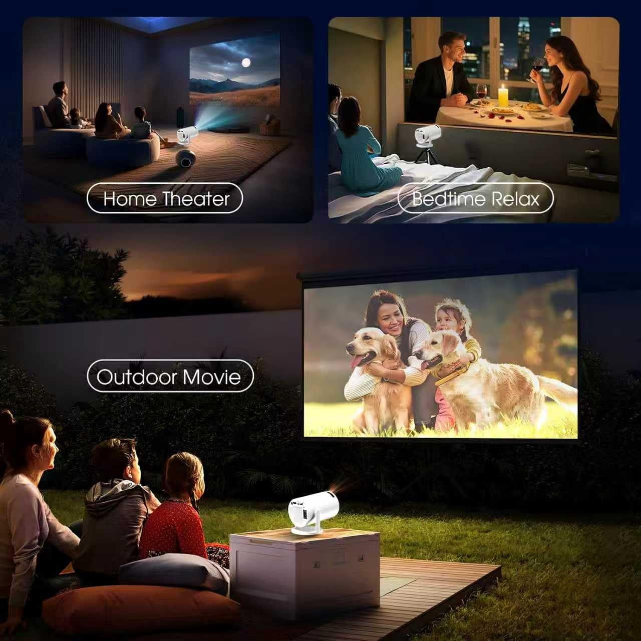 GM200  Projector with WiFi  Built-in Apps 4K Support Auto  180 °   Rotation for Home Theater