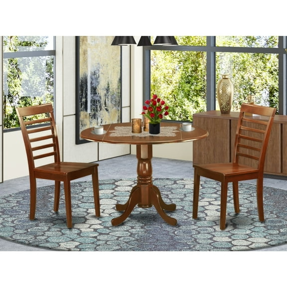 Modern Kitchen Table Set with Chairs - 5 Piece Round Dining Set, Mahogany Finish