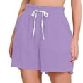 thumbnail image 4 of QATAINLAV Womens Casual Shorts Fashion High Waisted Pleated Gauze Summer Shorts Cute Comfy Beach Shorts with Pockets with Pockets Lounge Wear Purple M Gifts for Girls, 4 of 8