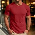 thumbnail image 7 of Mens Shirts Crewneck Short Sleeve Slim Fit T Shirts For Men Stretch Breathable Top Cozy Fitness Clothing Red S, 7 of 7