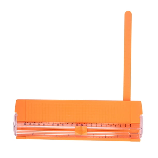 Cortador de papel naranja de 2 vías, cuchilla de doble escala, plástico, acero, 27 x 8,5 x 2,5 cm, recortador de papel para álbumes de recortes para el hogar