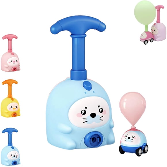 Balloon-Powered Car 2-in-1 Air Powered Launcher System with Flying Figure Cute Duck Design DIY Science Experiment Kit Blue 1 Pc