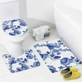 thumbnail image 2 of GZHJMY Bathroom Mat set of 3， Blue Flowers 3 Pieces Bath Mats Set for Bathroom, Vintage Style Non-Slip Washable Cover Floor Rug Decorations for Kitchen Bathroom Bedroom, 2 of 6