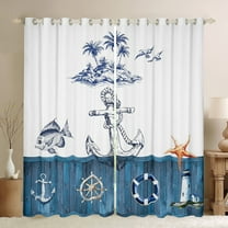 Erosebridal Nautical Anchor Lighthouse Curtains Pack of 2 (42Wx63L),Ocean Sea Black Out Curtains,Lodge Cabin Curtains for Living Room,Marine Bedroom Decoration