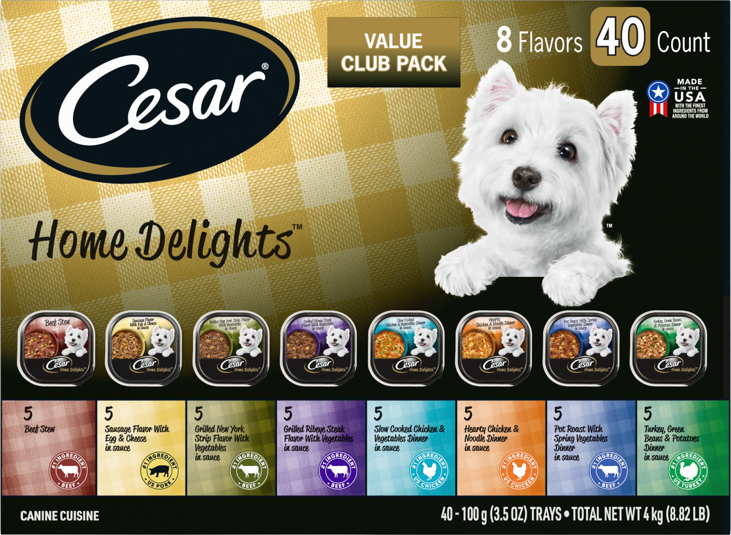 New 371134 Cesar Dog Home Delights Wet Food 3.5Z Variety Pack 40 Pack Dog Food Cheap Wholesale Discount Bulk Pets Dog Food Boys