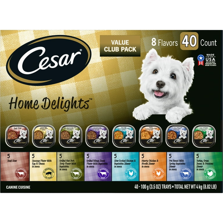 New 371134 Cesar Dog Home Delights Wet Food 3.5Z Variety Pack 40 Pack Dog Food Cheap Wholesale Discount Bulk Pets Dog Food Boys