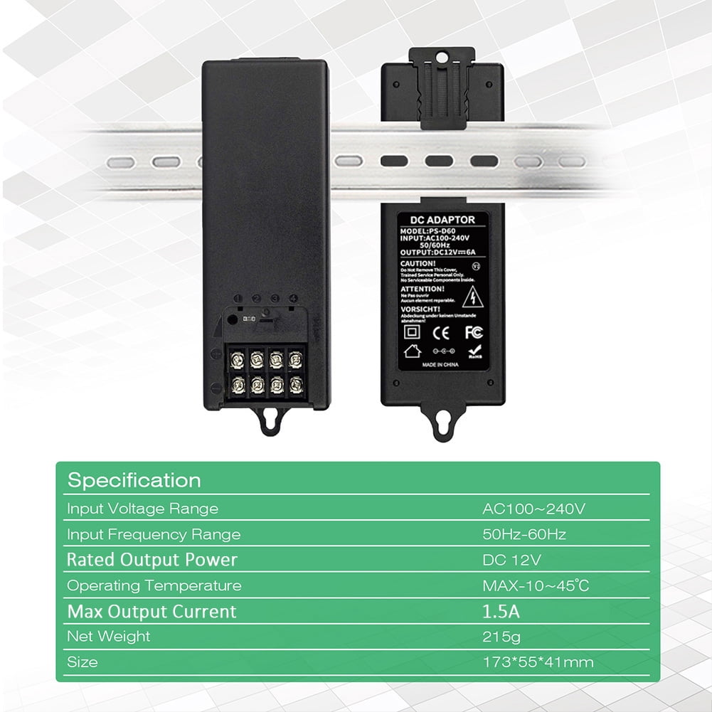 UltraPoE 4 Channel CCTV Camera Power Supply 6A 12V Din-Rail Mounting Distribution Power Adapter with PTC Fuse