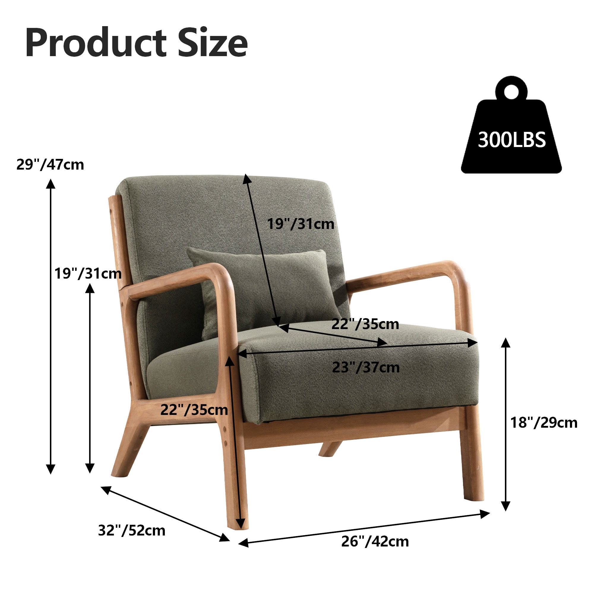 Bonzy Home Mid Century Modern Accent Chair, Green