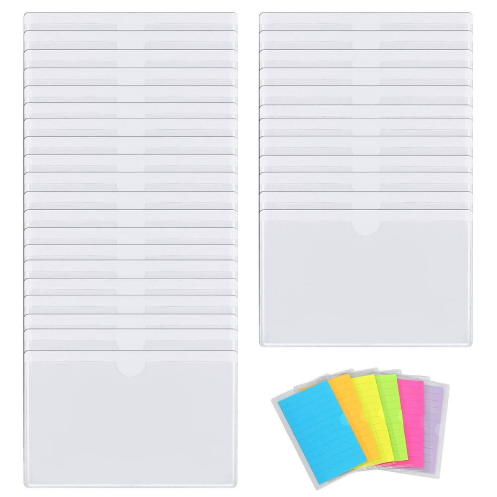 Gydandir 32 Pack SelfAdhesive Index Card Pockets Top Open Crystal