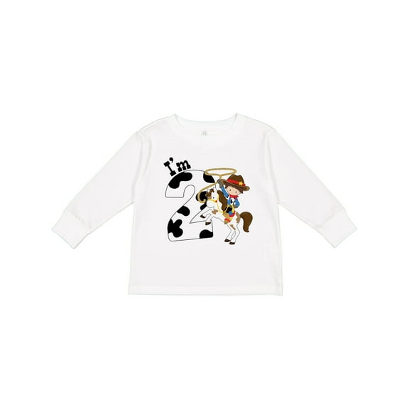 Inktastic I'm Two-cowboy Riding Horse Birthday Boys Long Sleeve Toddler T-Shirt