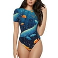 thumbnail image 1 of Bingfone Whimsical Underwater Fantasy Pattern Women's Round Neck Bodysuit, Tight Snap Button Short Sleeve Bodysuit, Suitable for Party, Sports, Daily Wear-X-Large, 1 of 7