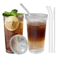 thumbnail image 3 of Kokovifyves Clearance Glass Iced Coffee Cup with Lid and Straw for Coffee Bar Accessories Glass Cup with Straw and Lid for Home Decor, 3 of 9