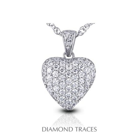 Diamond Traces 0.61 Carat Total Natural Diamonds 18K White Gold Pave Setting Heart Shape Fashion Pendant