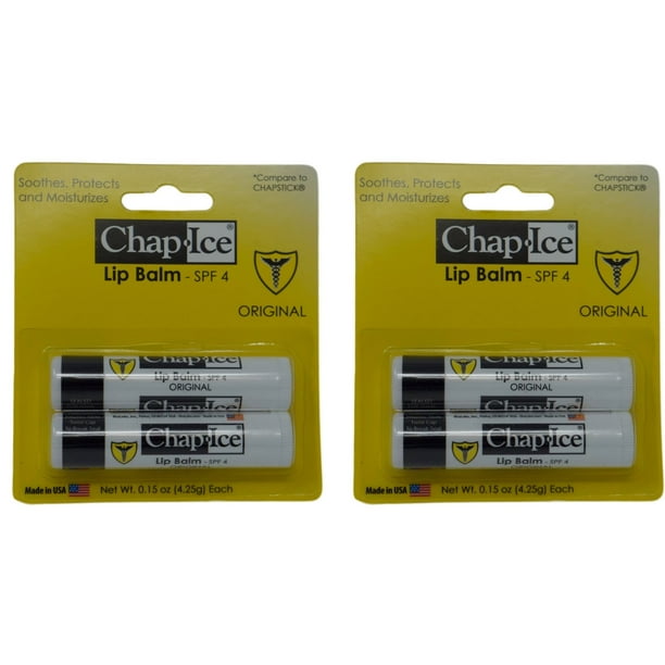 Original Lip Balm 4 sticks SPF 4 Sooths Protects and Moisturizes (4