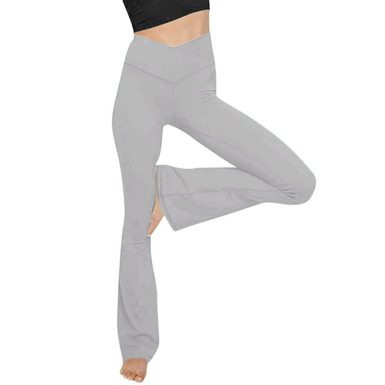  2 Back Pockets,Womens Bootcut Yoga Pants Flare Workout Pants,29,Heather  Grey,Size L