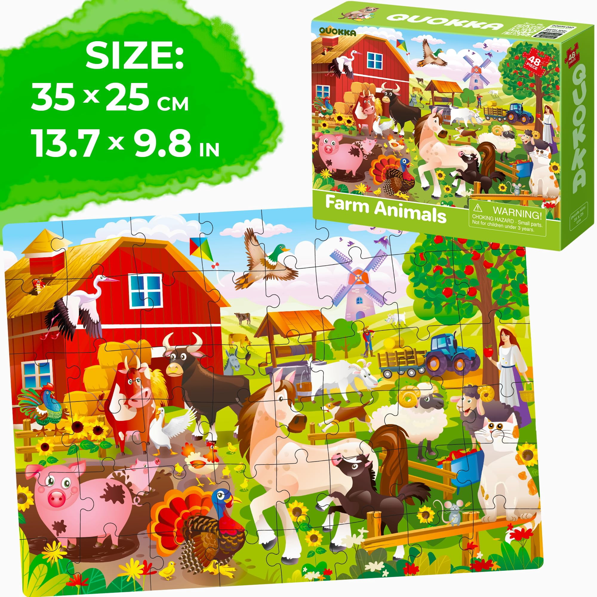 QUOKKA Farm Animal Puzzles for Kids Ages 3-6 - Learning Toys for Toddlers, Boys & Girls